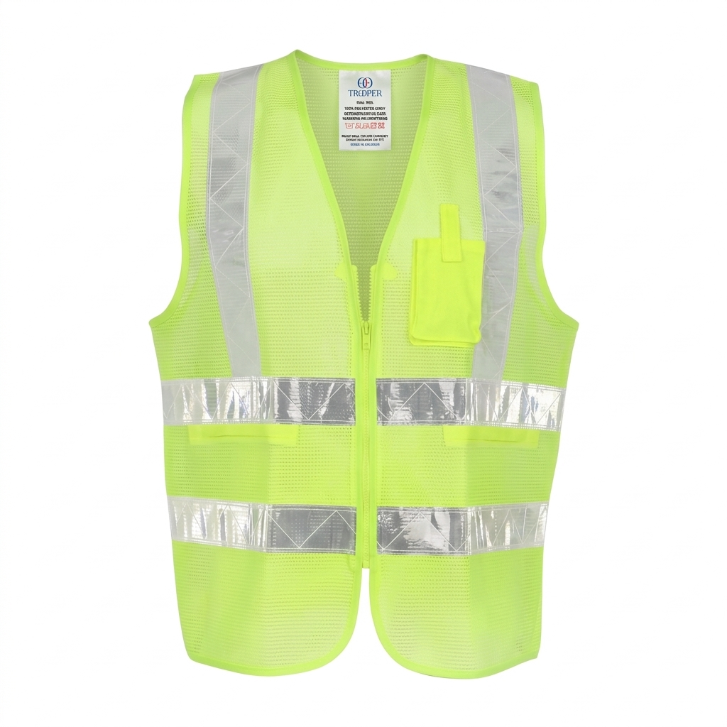 Executive Safety Net Type Vest with Zipper and PVC Reflective Tape